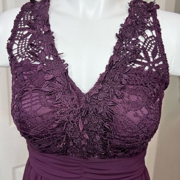 SHE + sky burgundy chiffon dress size S - Picture 3 of 10